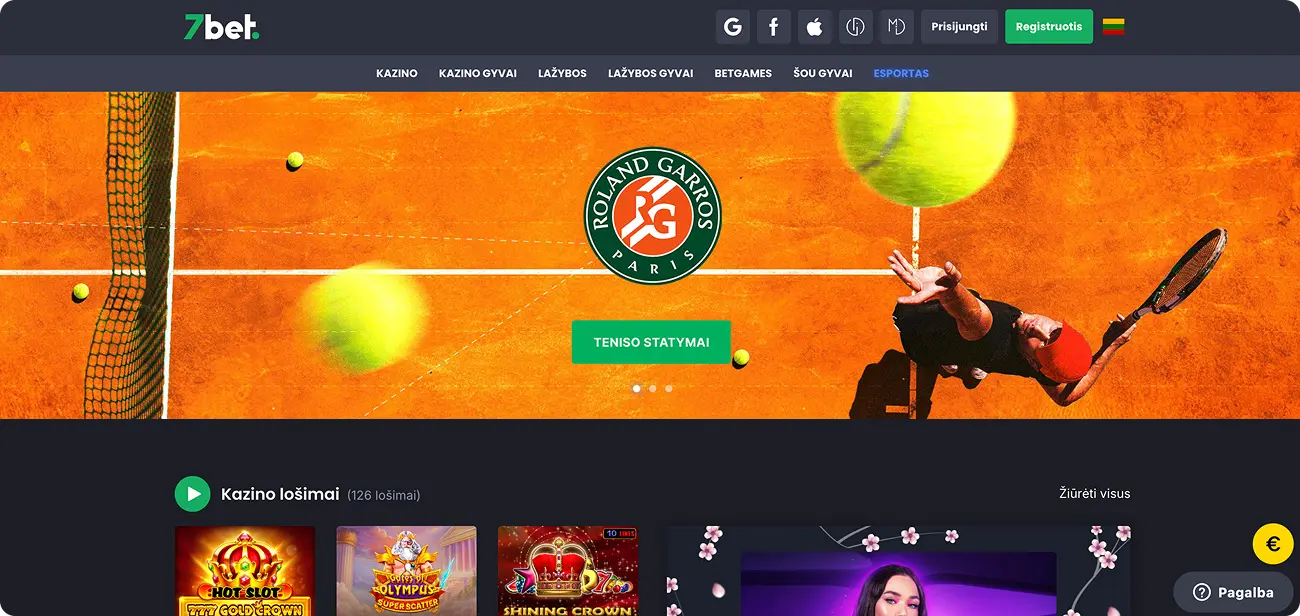 7bet pagrindinis reklaminis skydelis